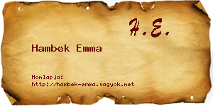 Hambek Emma névjegykártya
